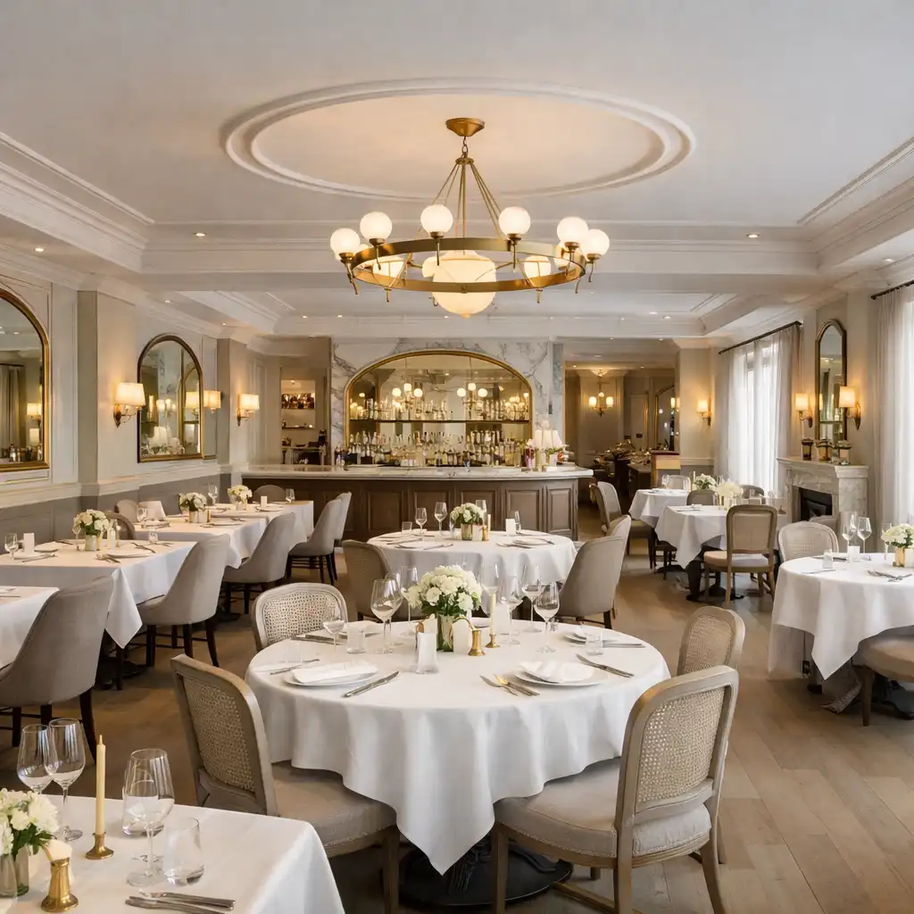 Intérieur lumineux et élégant du restaurant Veloorique